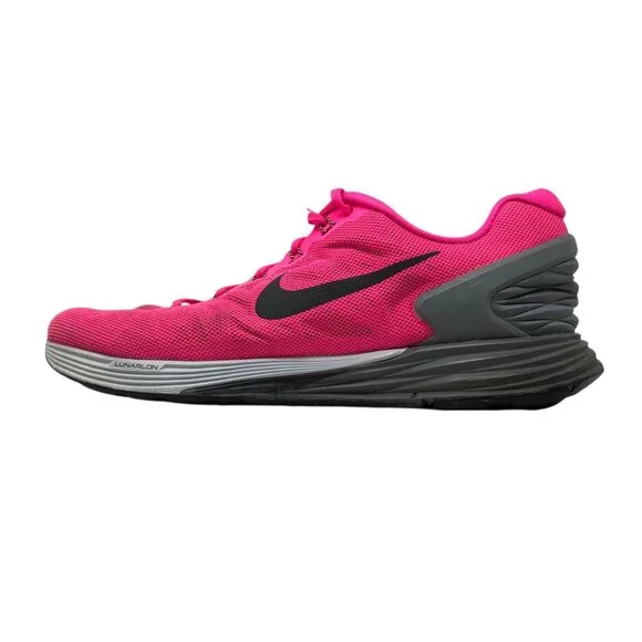Nike Womens 11 Lunarlon Running Shoes Hot Pink Breathable Mesh Athletic Sneakers - Picture 9 of 16